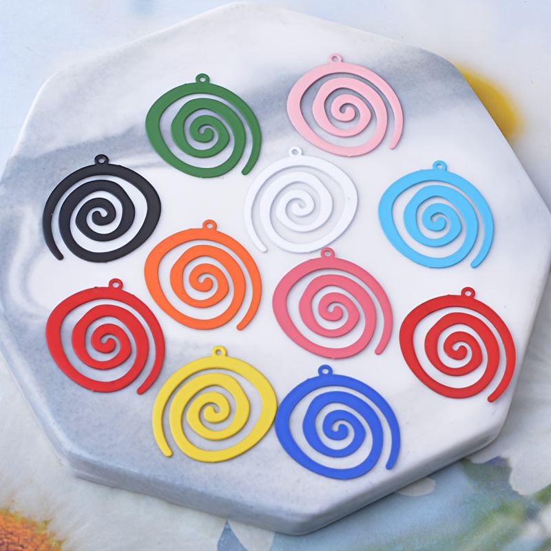 20pcs Copper Alloy Painted Multicolor Spiral Charms Set